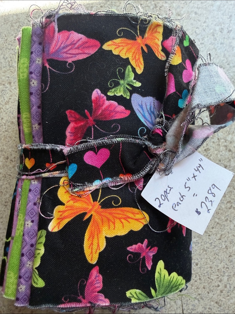 Black Butterfly Print and Assorted matching Fabric 5”x 44”